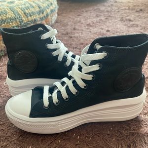 Custom black chuck taylor all star move high top platform sneakers